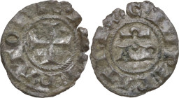 Italy. Henry VI (1191-1196) with his wife Costanza d'Altavilla. BI Mezzo denaro, Brindisi mint. Sp. 31; MIR (Sicilia) 257. BI. 0.28 g. 13.00 mm. R. Ra...