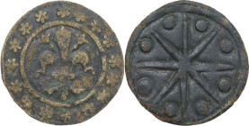 Italy. AE merchant token or tessera, Firenze 13th-14th century. AE. 2.58 g. 22.50 mm. VF/About EF.