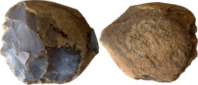 FLINT CHOPPER Inferior and Middle Paleolithic, c. 2 million - 30000 years ago. Large chopper chipped on the wider side. Dimensions: 85 x 75 mm. Among ...