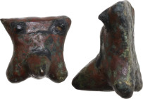 ROMAN PHALLIC APPLIQUE Roman period, c. 1st - 4th century AD. Bronze square shaped phallic applique. Dimensions: 20 x 19 mm. Intact and complete, with...