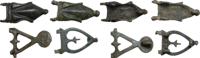 FOUR BYZANTINE BUCKLES PARTS Byzantine, c. 7th - 8th century AD. Lot of four bro...