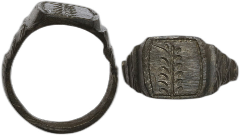 BRONZE ENGRAVED RING Medieval period, c. 11th - 15th century AD. Bronze ring dec...