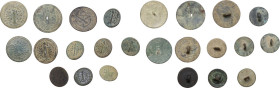 TWELVE ANTIQUE BUTTONS France Republic and Italy, late 19th cent. Lot of twelve (12) bronze buttons; eleven of the Republique Francaise and one of the...