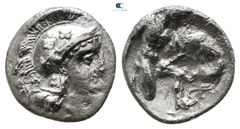 Calabria. Tarentum circa 380-360 BC. 
Diobol AR

11 mm., ,87 g.



nearly...