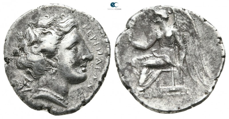 Bruttium. Terina 400-356 BC. 
1/3 Nomos AR

16 mm., 2,40 g.



very fine