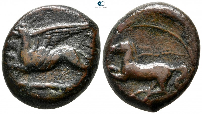 Sicily. Kainon circa 365 BC. 
Bronze Æ

20 mm., 8,55 g.



very fine