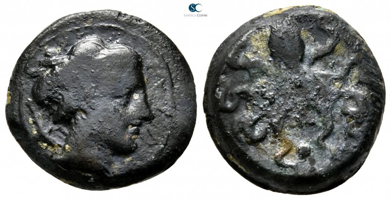 Sicily. Syracuse. Second Democracy 466-405 BC. 
Tetras Æ

15 mm., 2,88 g.

...
