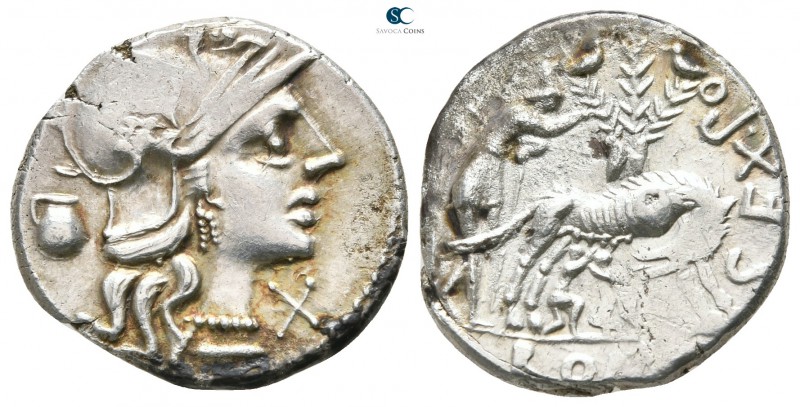 Sex. Pompeius Fostlus. 137 BC. Rome
Denarius AR

20 mm., 3,70 g.



very ...