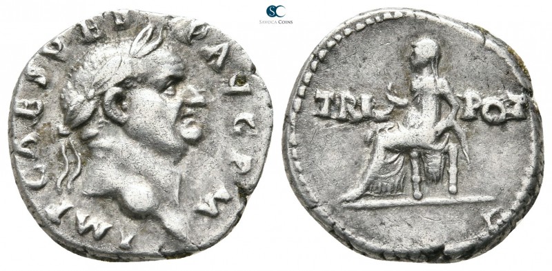 Vespasian AD 69-79. Rome
Denarius AR

17 mm., 3,37 g.



very fine
