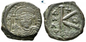 Maurice Tiberius AD 582-602. Uncertain mint. Half follis Æ