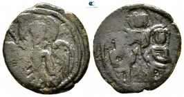 Andronicus II Palaeologus, with Michael IX AD 1282-1328. Constantinople. Assarion Æ
