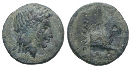 Aeolis. Aigai. (2.-1. Century BC). Bronze Æ. Obv: head of Apollo right. Rev: forepart of horse right. Weight 1,75 gr - Diameter 12 mm