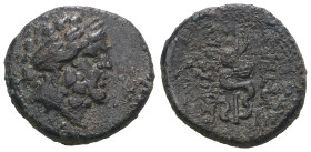 Mysia. Pergamon. (200-133 BC). Bronze Æ. Obv: helmeted head of Zeus right. Rev: Asklepios. Weight 4,33 gr - Diameter 15 mm