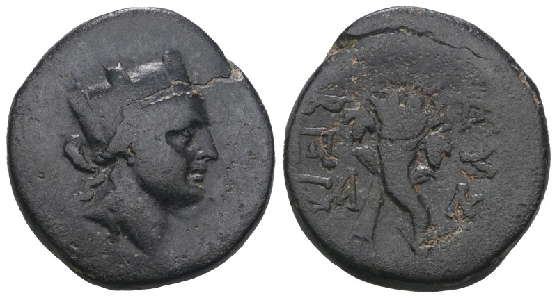 Phyrgia. Laodikeia. (133-67 BC). Bronze Æ. Obv: bust of Aphrodite right. Rev: co...