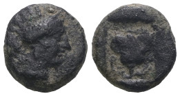 Rhodos. (400-350 BC) Bronze Æ. Obv: head of Nymphe right. Rev: rose. Weight 2,07 gr - Diameter 10 mm