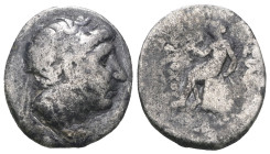 Seleucid Kingdom. Antiochos I. Soter. (281-261 BC). AR Drachm. Antioch. Obv: diademed head right. Rev: sitting Apollo Delphios left on omphalos. Weigh...