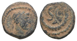 Hadrian. (117-138 AD). Æ Bronze. Syria. Antioch. Obv: laureate bust of Hadrian right. Rev: SC in laurel-wreath. artificial sandpatina. Weight 0,86 gr ...