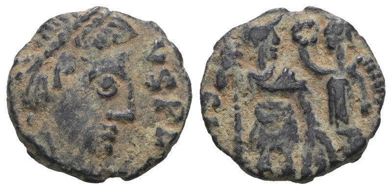 Arcadius. (394-400 AD). Nummus. Obv: DN ARCADIVS PF AVG. diademed bust of Arcadi...