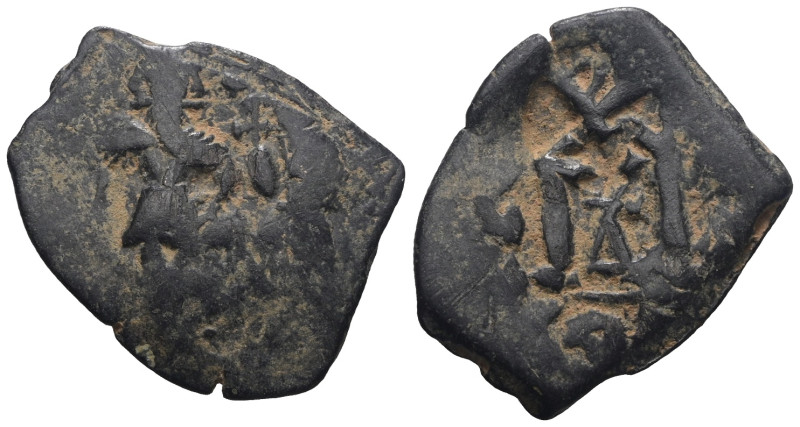 Heraclius, with Heraclius Constantine, 610-641. Follis , Arab Byzantine war issu...