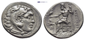 KINGS of THRACE, Macedonian. Lysimachos. 305-281 BC. AR Drachm (4.2 Gr. 19mm.).
 Diademed head of the deified Alexander right, with horn of Ammon 
Rev...