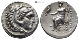 KINGS OF MACEDON. Alexander III 'the Great', 336-323 BC. Drachm (Silver, 18mm, 4.2 g), uncertain mint, late 4th century. Head of youthful Herakles to ...