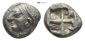 Ionia, Phokaia AR Diobol. Late 6th Century BC. (1.3 Gr. 9mm.)
 Archaic head of Athena left 
Rev. Four-part incuse punch.
