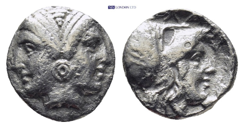 MYSIA, Lampsakos. Circa 350-300 BC. AR Diobol (11mm, 1.12 g). Janiform female he...