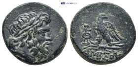 Pontos. Amisos. Time of Mithradates VI Eupator 120-63 BC. AE (8.6 Gr. 22mm.)
Laureate head of Zeus right 
Rev. Eagle standing left on thunderbolt, hea...