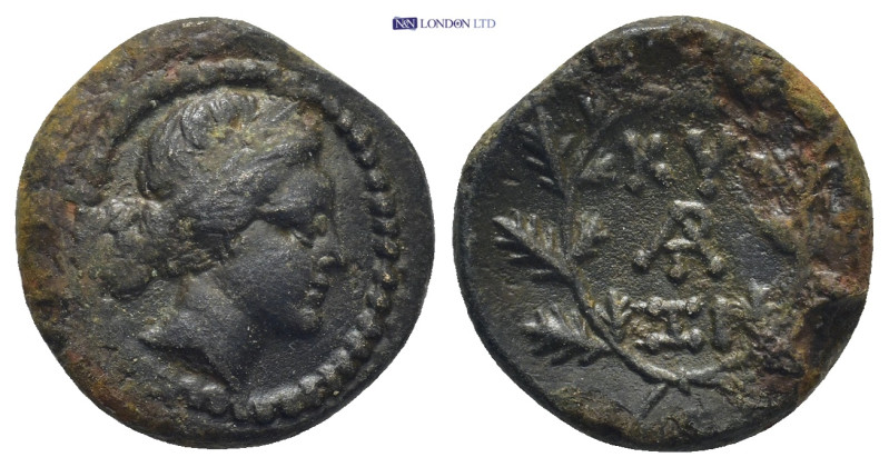 Mysia, Kyzikos. Circa 2nd century BC. AE (17mm, 4.0 g). Head of Kore Soteira rig...