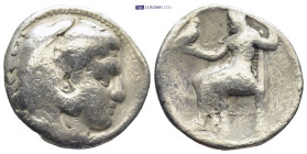 KINGS of MACEDON. Alexander III ‘the Great’. 336-323 BC. AR Tetradrachm (16.64 Gr. 26mm.)
Head of Herakles right, wearing lion skin 
Rev. Zeus seated ...