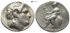 Kingdom of Thrace, Lysimachus. 306-281 BC. Tetradrachm (16.8 Gr. 28mm.)
Head of Alexander the Great right, wearing diadem and horn of Ammon. 
Rev.Athe...