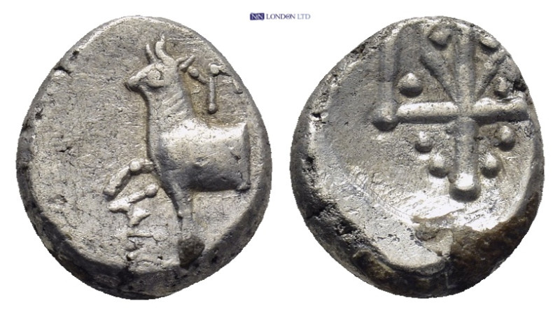 THRACE, Byzantion. 387-340 BC. AR Hemidrachm (1.86 g, 11mm). Forepart of standin...