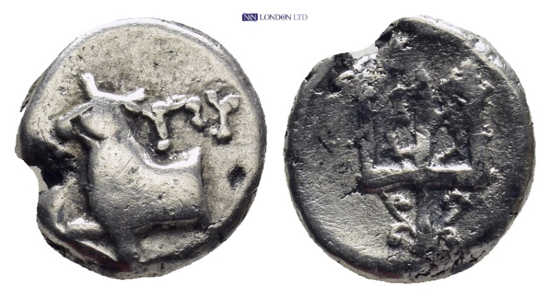 THRACE, Byzantion. Circa 387/6-340 BC. AR Hemidrachm (11mm, 1.8 g). Forepart of ...