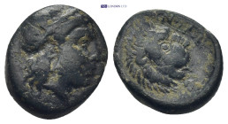 TROAS. Antandros. AE (4th-3rd centuries BC). (3.02 Gr. 15mm.) Laureate head of Apollo right. Rev. Head of lion right.