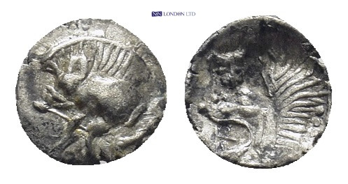 MYSIA, Kyzikos. Circa 525-475 BC. AR Obol (6mm, 0.11 g). Forepart of boar left; ...