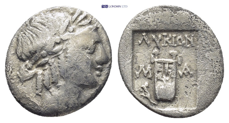 LYCIA, Lycian League, (Circa 42 BC) AR Hemidrachm (1.37 Gr. 14mm.) 
Laureate hea...