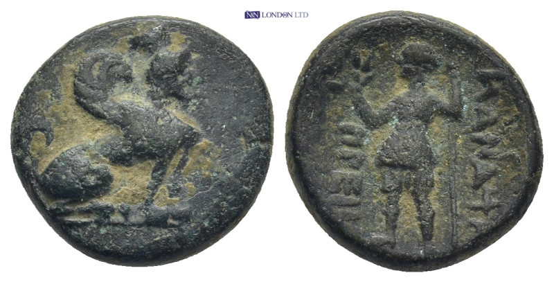 PAMPHYLIA. Perge. Ae (15mm, 3.9 g) (Circa 260-230 BC). Obv: Sphinx seated right....