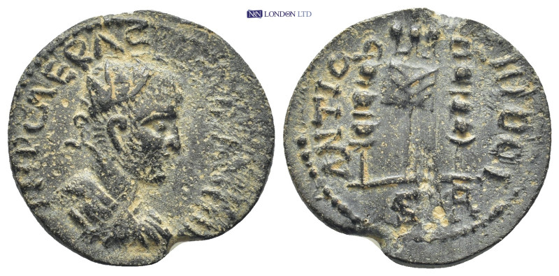 Pisidia, Antiochia. Valerian I. A.D. 253-260. Æ (21 mm, 4.2 g). Blundered legend...