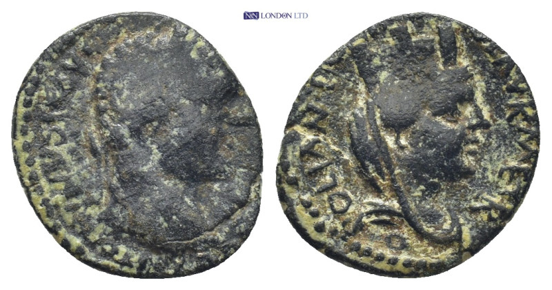 MESOPOTAMIA, Carrhae. Caracalla. AD 198-217. Æ (14mm, 1.55 g). Laureate head rig...