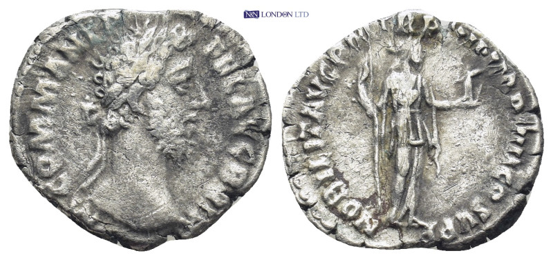 Commodus, 177 - 192 ADrnSilver Denarius, Rome Mint, (18mm, 2.5 g) Obverse: M COM...