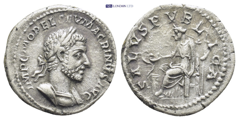 MACRINUS (217-218). Denarius. (18mm, 2.9 g) Rome. Obv: IMP C M OPEL SEV MACRINVS...