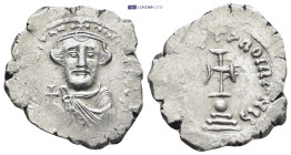 Constans II AR Hexagram. Constans II AR Hexagram. Constantinople, AD 642-647. (6.5 Gr. 29mm.)
Bust facing, beardless, wearing crown and chlamys, holdi...