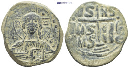 Anonymous Folles. temp. Romanus III, circa 1028-1034. Æ Follis (30mm, 12.14 g). Constantinople mint. Facing bust of Christ Pantokrator / Large cross p...