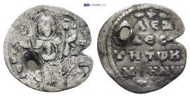Alexius I, Comnenus. 1081-1118. BI one-third Miliaresion (18mm, 0.8 g). Constantinople mint. Half-length figure of Mary, hands raised, nimbate head of...