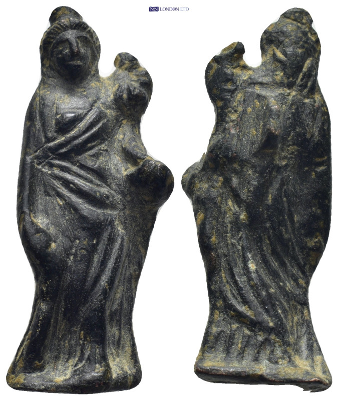 A bronze Tyche(?) statue. (15 Gr. 39mm.) SOLD AS SEEN, NO RETURN!