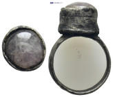 Ancient silver ring with stone. (14mm, 4.47 g)