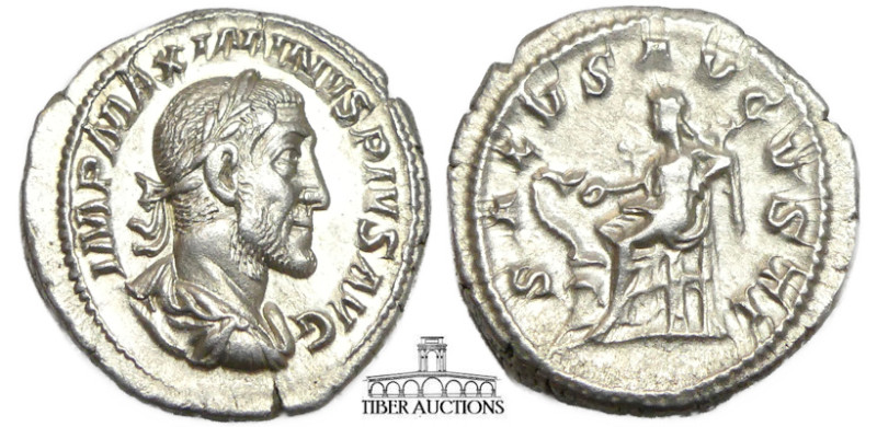 Maximinus I. AD 235-238. AR Denarius. Rome mint. 2nd emission, AD 236. Salus sea...