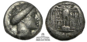 PONTOS, Amisos (as Peiraieos). Circa 435-370 BC. AR Siglos. Head of Hera left, wearing stephanos / Owl, with spread wings, standing facing on shield. ...