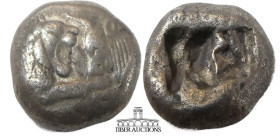 LYDIA, Kings of. Cyrus – Darios I. Circa 550/39-520 BC. AR Siglos. Sardes mint. Confronted foreparts of lion and bull / Two incuse squares. 16 mm, 5.1...
