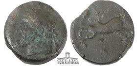 KINGS of NUMIDIA. Massinissa or Micipsa. 203-148 BC or 148-118 BC. Æ Unit. Laureate head left / Horse galloping left; pellet below. 27 mm, 14.15 g.